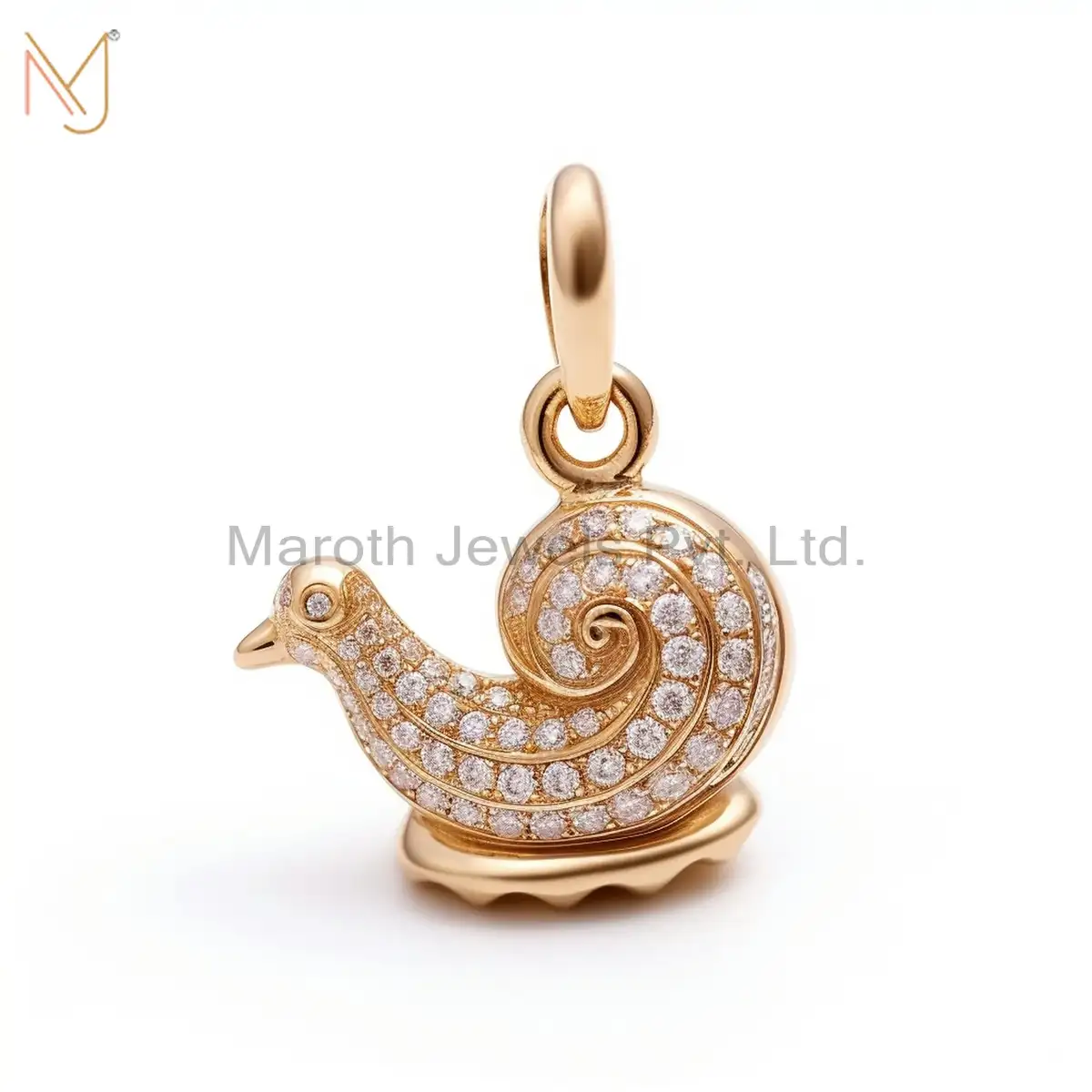 925 Silver Yellow Gold Plated Moissanite Snail Pendant Custom Jewelry