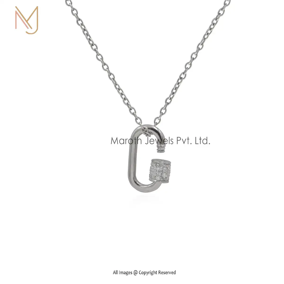 925 Silver Natural Silver Plated Cubic Zircon Gemstone Carabiner Lock Jewelry Supplier