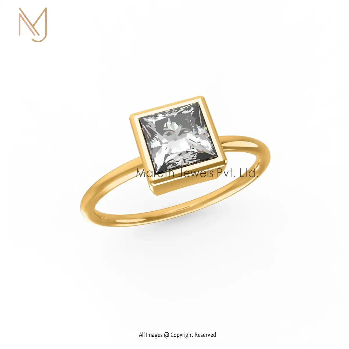 14K Yellow Gold White Topaz Hand Wear Woman's Jewelry Manufacturer