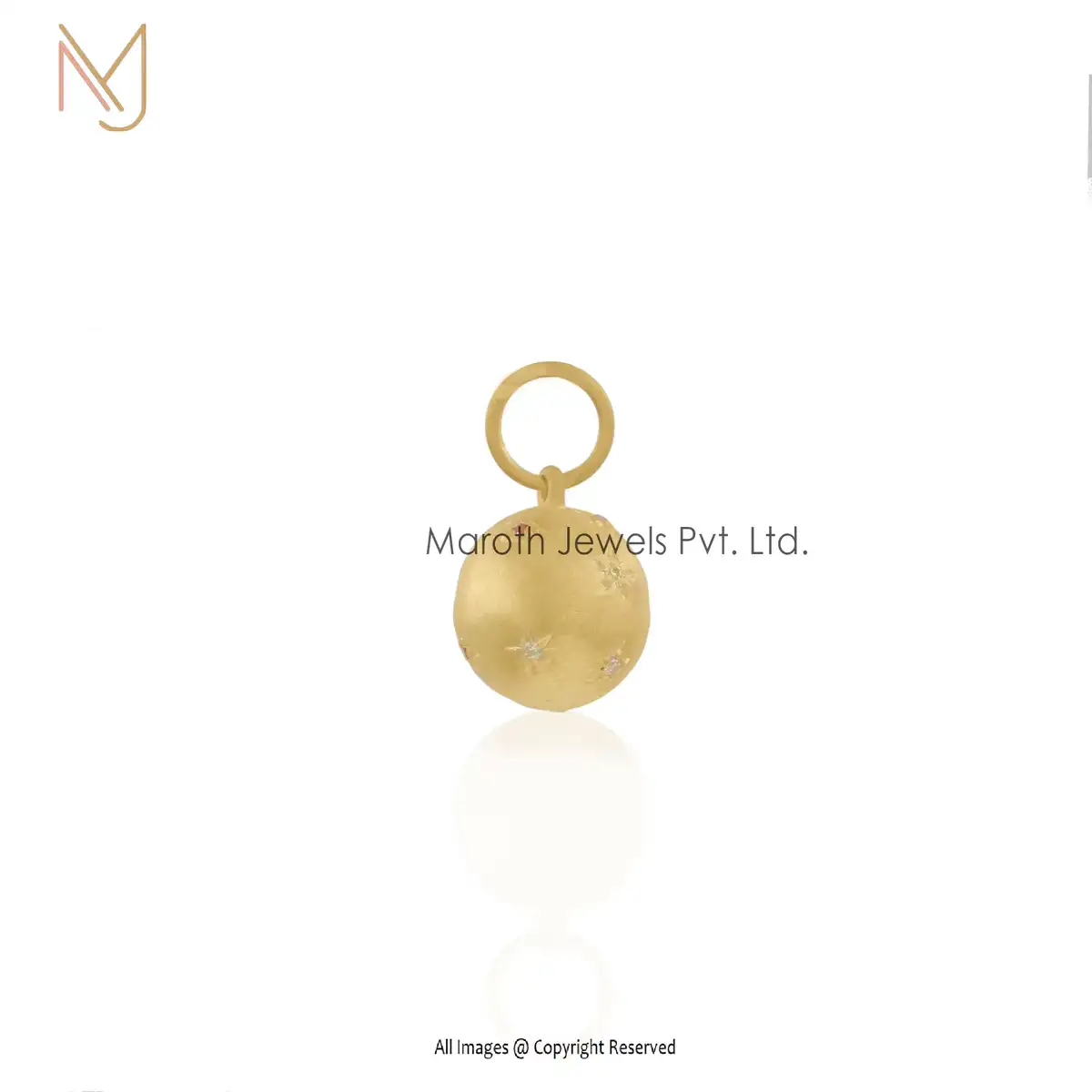 14K Yellow Gold Multi Sapphire Gemstone Ball Pendant Custom Jewelry