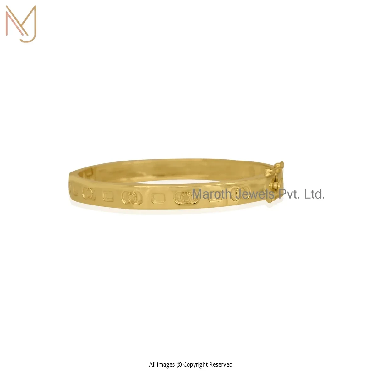 14K Yellow Gold Round Disc Bangle Jewelry Manufacturer