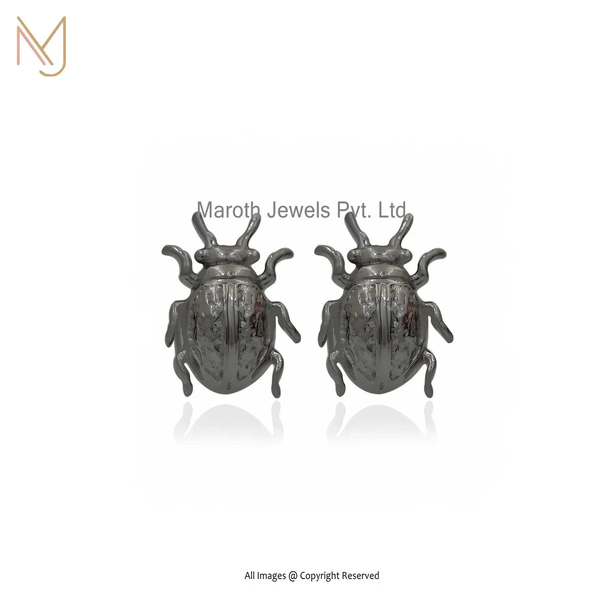 925 Silver Rhodium Plated Beetel Stud Earring Jewelry Supplier