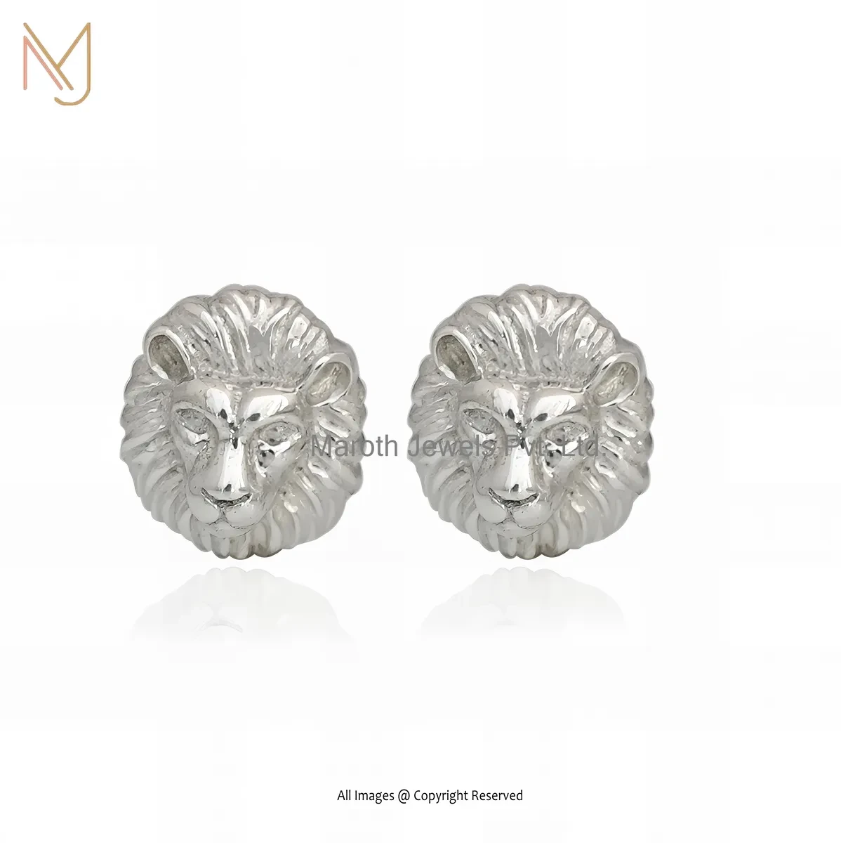 925 Silver Yellow Gold Plated Lion Head Stud Earring Jewelry Supplier