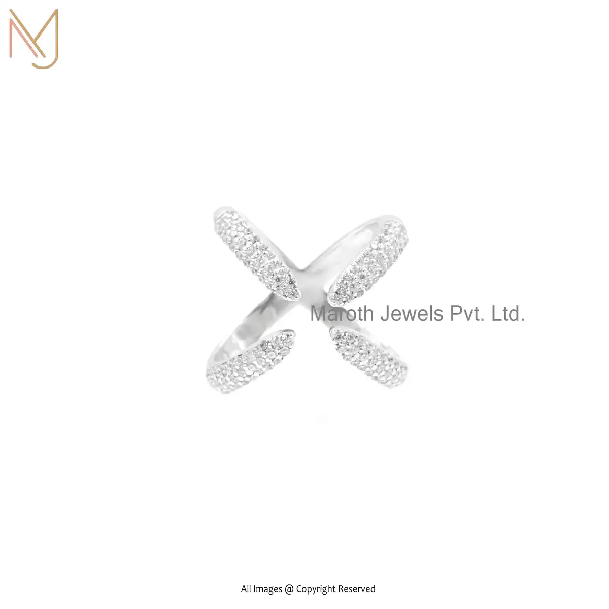 14K White Gold Cubic Zircon Ring Custom Jewelry