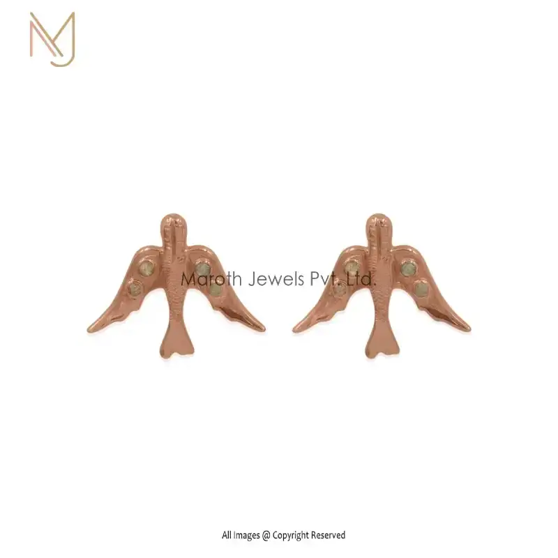 14K Rose Gold Diamonds Swallow Stud Earrings Manufacturer