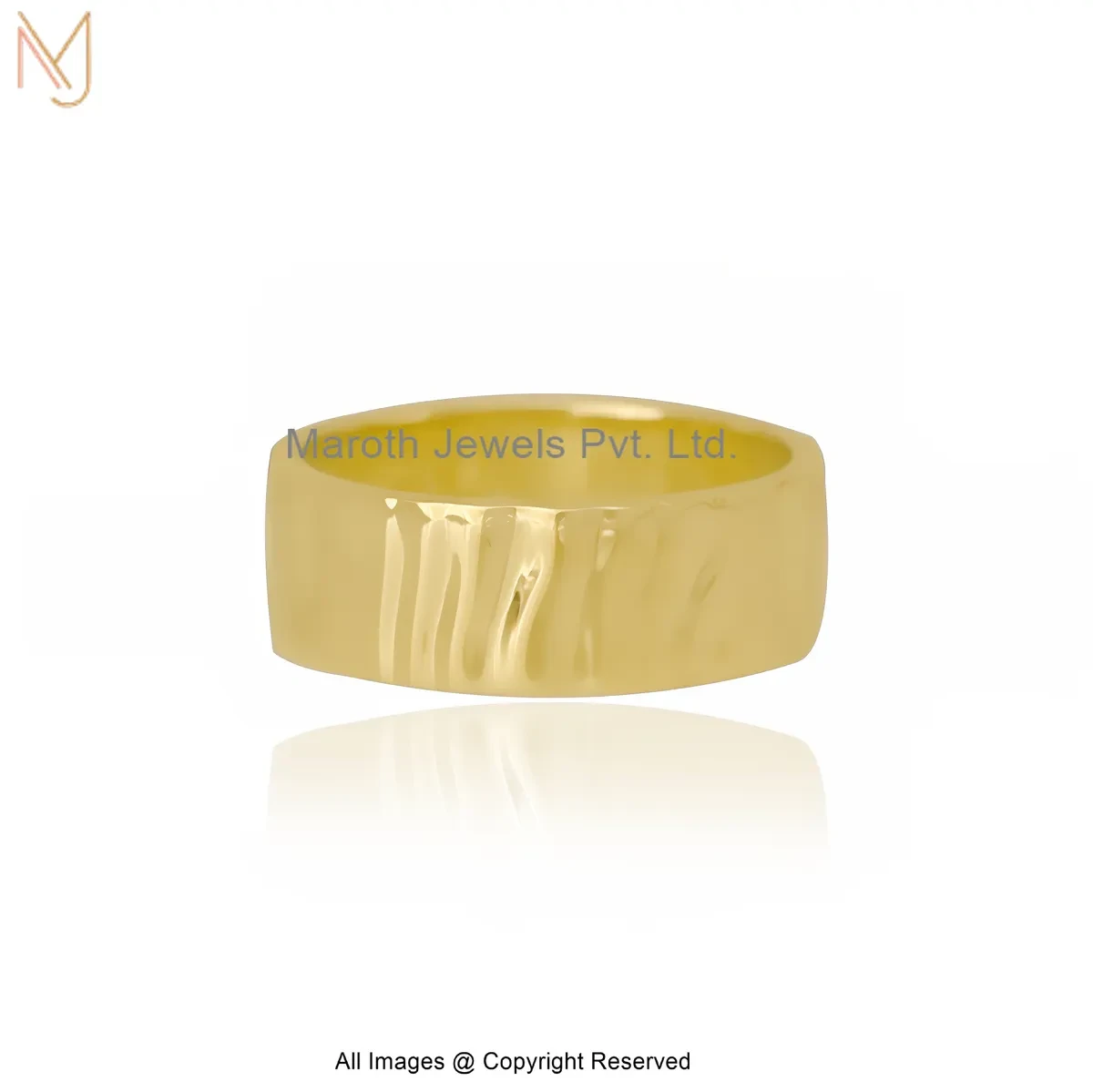 14K Yellow Gold Hammered Band Ring Custom Jewelry