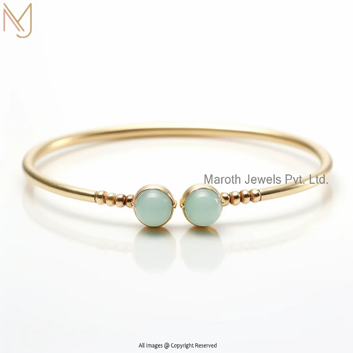 925 Silver Yellow Gold Plated Amazonite Bangle Jewelry Supplier