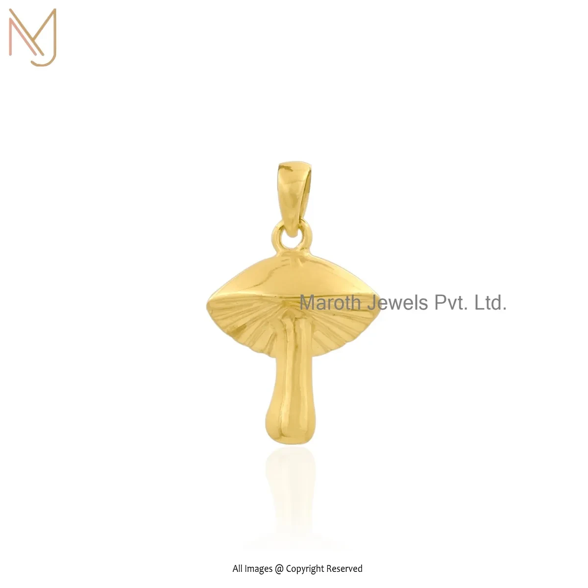 925 Silver Yellow Gold Plated Mushroom Pendant Jewelry Supplier