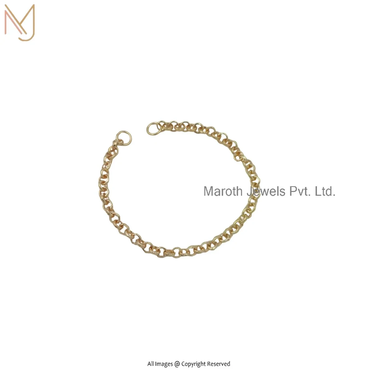 14K Yellow Gold Rolo Chain Bracelet Custom Jewelry