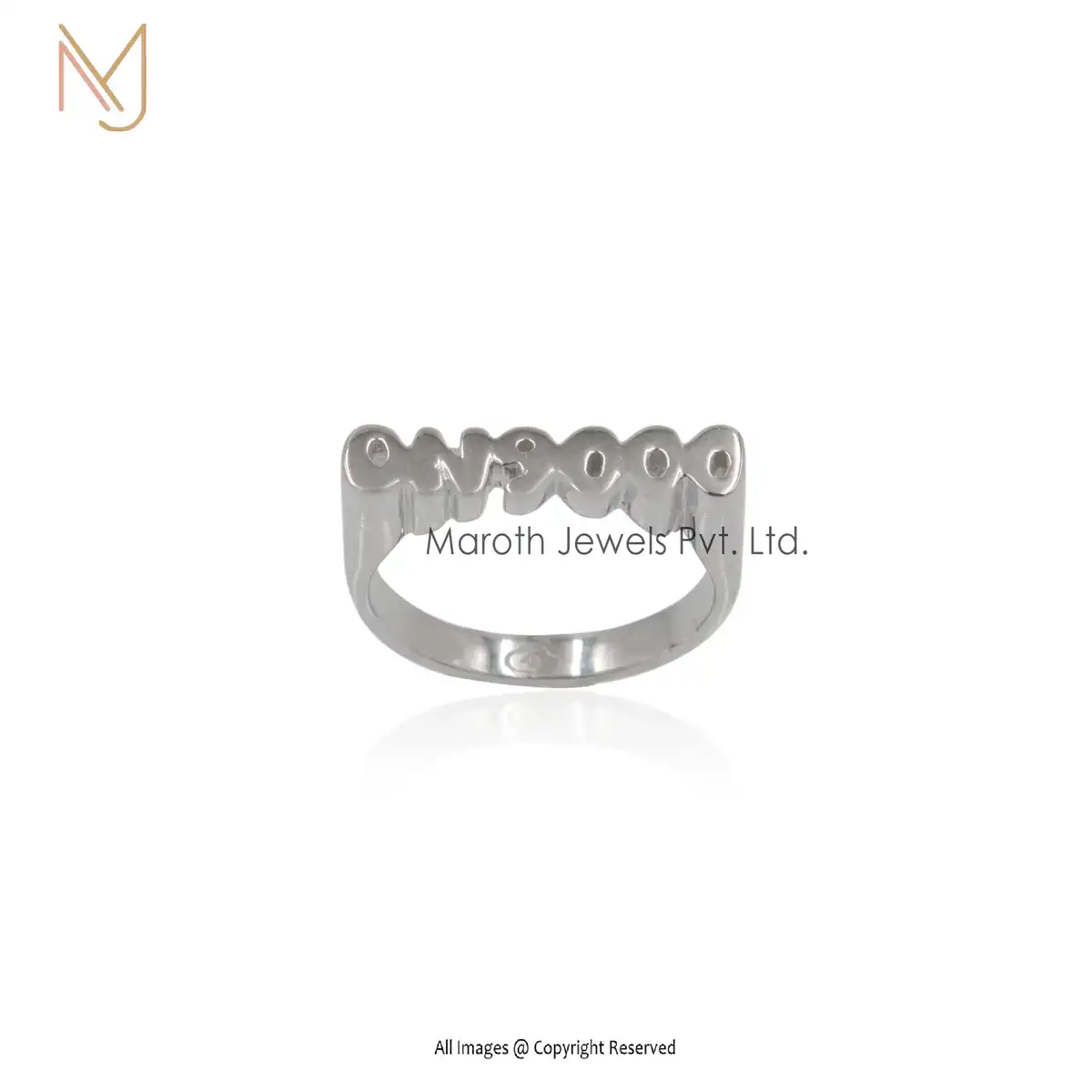 14K White Gold Name Alphabet Ring Jewelry Manufacturer