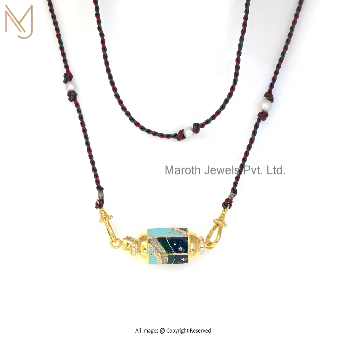 14K Yellow Gold Multi Enamel & Moissanite Pendant Necklace Manufacturer