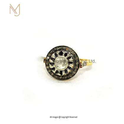 925 Sterling Silver Rhodium Yellow Gold Victorian Rose Cut Diamond Ring From India Manufacturer