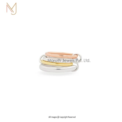 14k Yellow & Rose Gold Plain Connected Rings Manufacturer