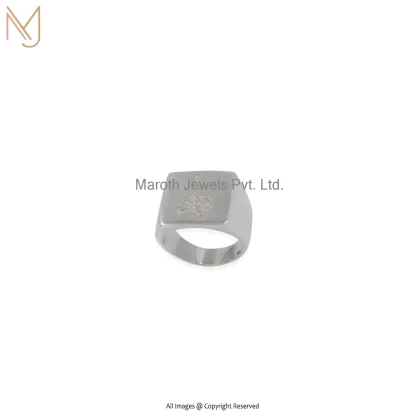 92.5 Sterling Silver Natural Silver Square Logo Ring Manufacturer