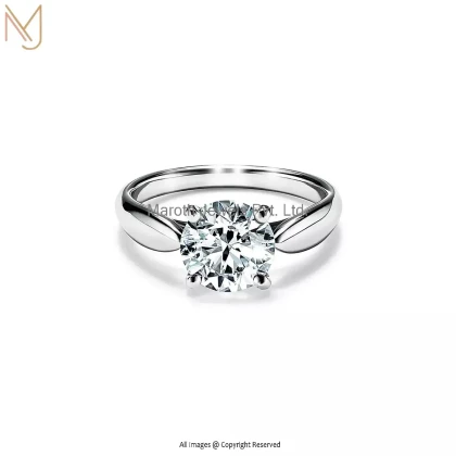 925 Silver White Gold Plated Moissanite Ring Custom Jewelry