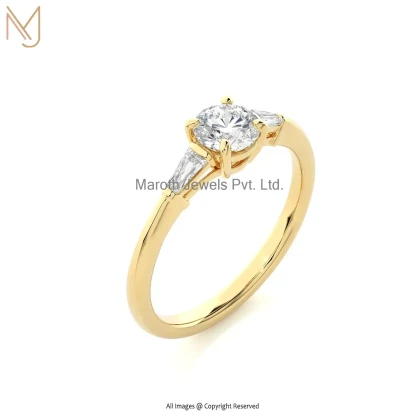 Wholesale 925 Silver Yellow Gold Moissanite Round Ring Jewelry