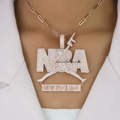 925 Silver Natural Silver Plated Moissanite Men's "NBA" Hip Hop Pendant Jewelry Supplier