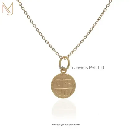14K Yellow Gold Chink Mata Amulet Disc Pendant Jewelry Supplier