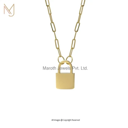 14K Yellow Gold Lock Pendant Manufacturer