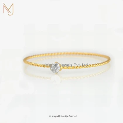 14K Yellow Gold Moissanite Twisted Wire Bangle Manufacturer