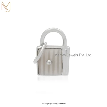 14K White Gold Pink Opal Gemstone Urn Padlock Pendant Manufacturer