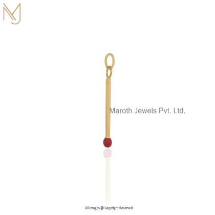 Wholesale 14K Yellow Gold Enamel Lucky Match Stick Pendant