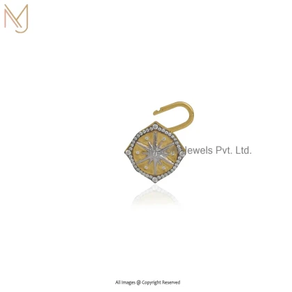 14K Yellow Gold Cubic Zircon Star Padlock Pendant Manufacturer