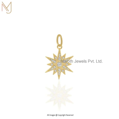 14K Yellow Gold Cubic Zircon Starburst Pendant Manufacturer