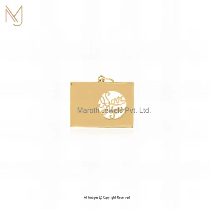 9K Soild Yellow Gold Love Letter Charm Pendant Jewelry Supplier