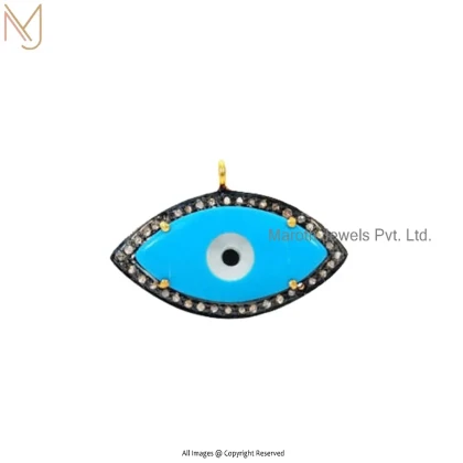 14K Yellow Gold Turquoise Evil Eye Pendant Jewelry Supplier