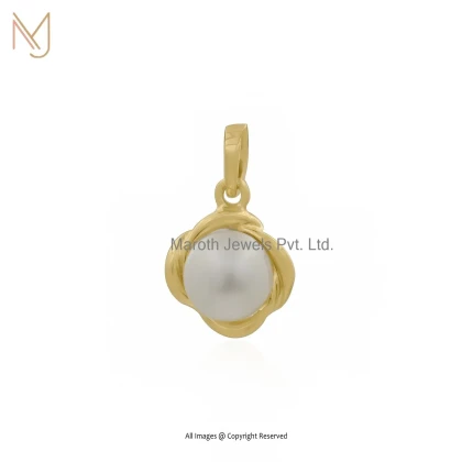 14K Yellow Gold Pearl Pendant Custom Jewelry