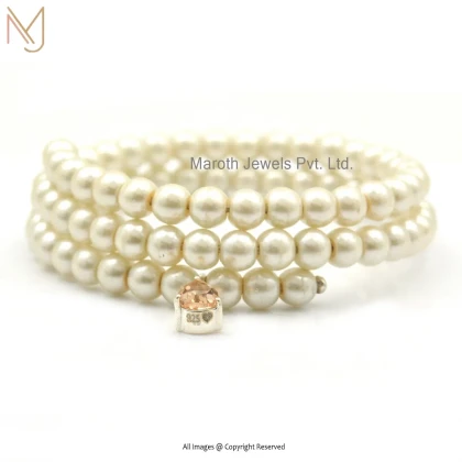 14K Yellow Gold Pink Sapphire And Pearl Bracelet Manufcaturer