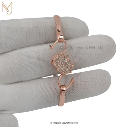 14K Rose Gold Cubic Zircon Padlock Bangle Manufacturer