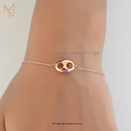 14K Yellow Gold Large Puffed Mariner Bracelet Manufacturer