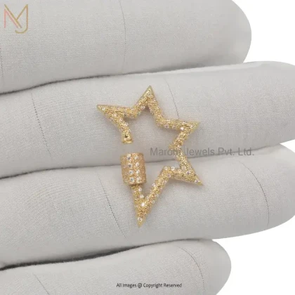 Wholesale 14K Yellow Gold Cubic Zircon Star Carabiner Lock Jewelry