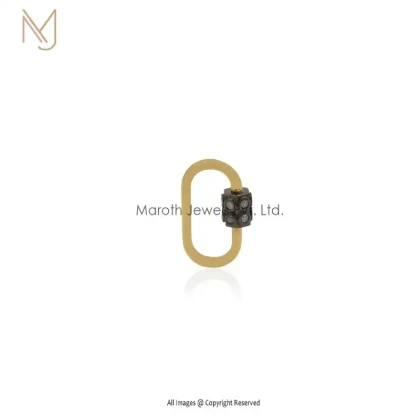 14K Yellow Gold Rhodium Pave Diamond Carabiner Lock Manufacturer