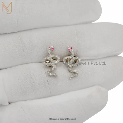 925 Silver Yellow Gold Plated Moissanite Emerald Snake Stud Earring Manufacturer