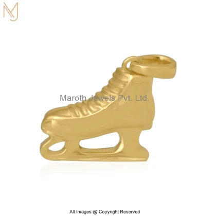 925 Silver Yellow Gold Plated Ice Skate Shoe Charm Pendant Jewelry Supplier