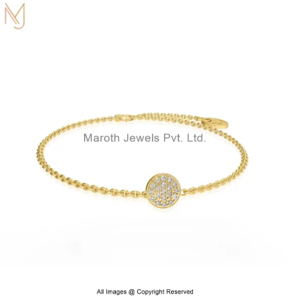 14K Yellow Gold Moissanite Diamond Disc Charm Bracelet Manufacturer