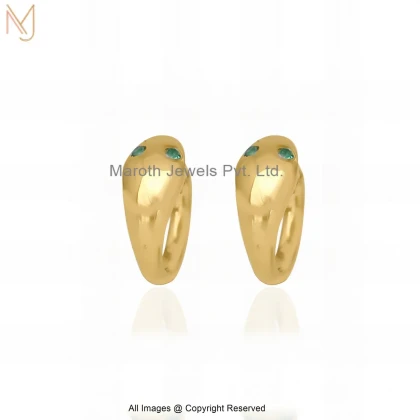14K Yellow Gold Diamond Snake Huggies Earring Jewelry Supplier