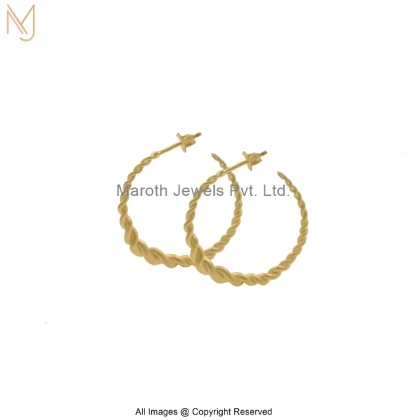 14K Yellow Gold Twisted Hoop Earring Jewelry Supplier