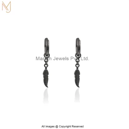 14K White Gold Feather Hoop Earring Jewelry Supplier