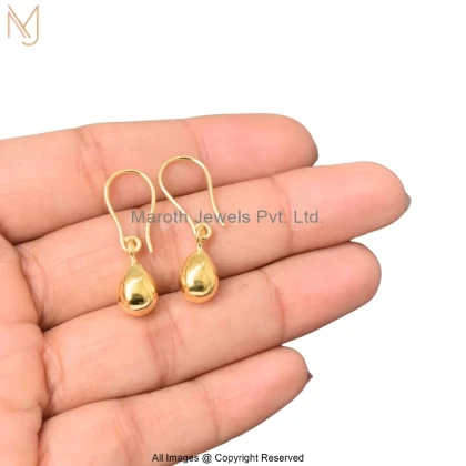 14K Yellow Gold Classic Teardrop Hook Earrings Custom Jewelry