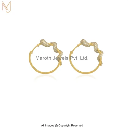 14K Yellow Gold Diamond Moissanite Ruby Snake Huggies Earring Custom Jewelry