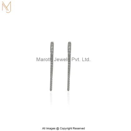 14K Yellow Gold Cubic Zircon Grace Curve Diamond Drop Earrings Manufacturer