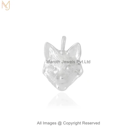 14K White Gold Majestic Fox Head Pendant Custom Jewelry